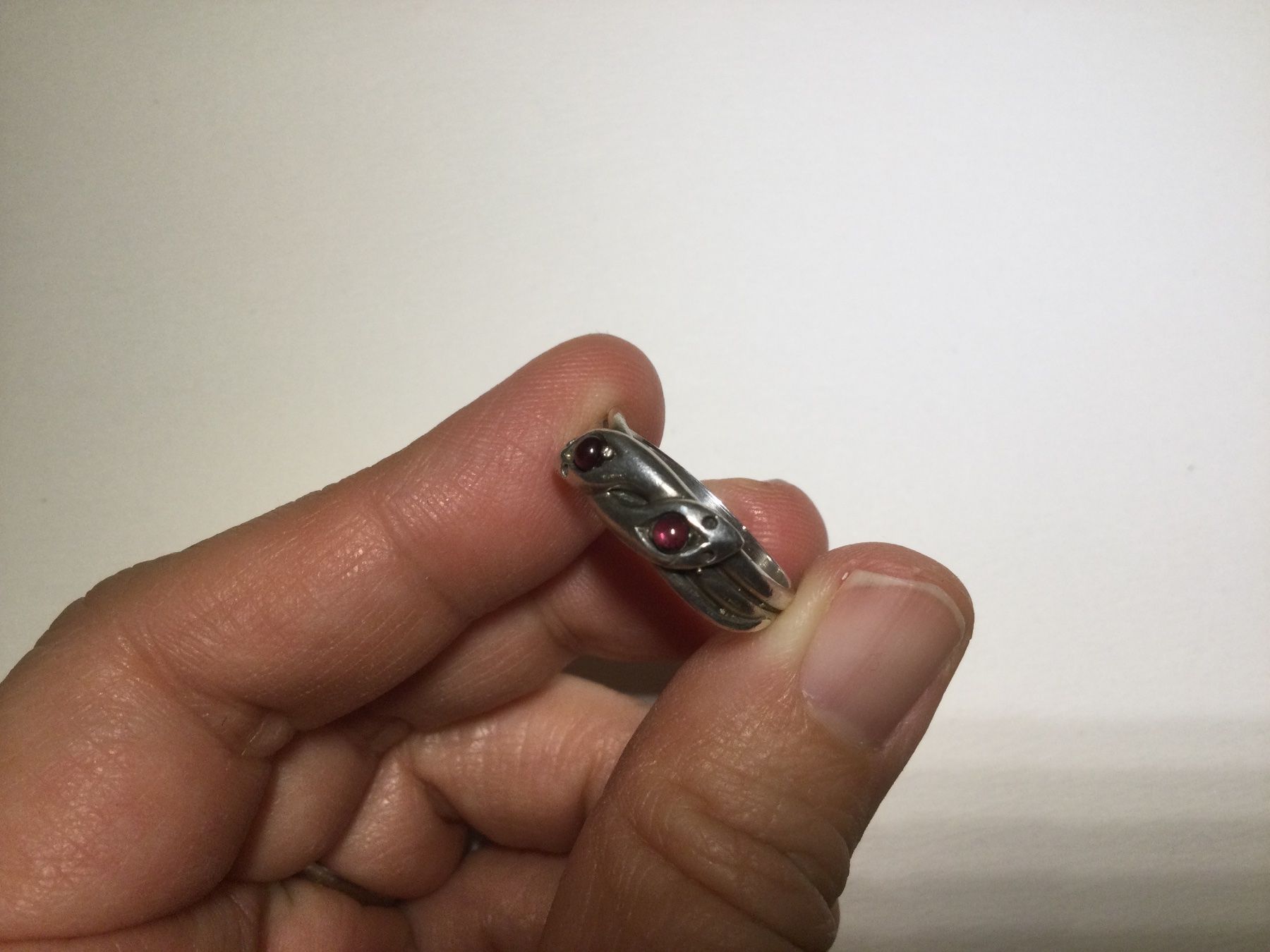 Anelli: Schöner Silber Schlang Ring mit zwei rote Steinen – Usato da Niederhasli venduto da YHHC 2
