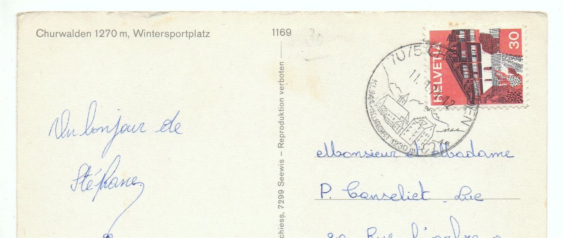 Cartoline postali: CHURWALDEN Wintersport - Ski-Langlauf – Usato da Jona venduto da philajona 1
