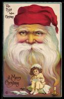 Weihnachtsmann mit roter Mütze und klei