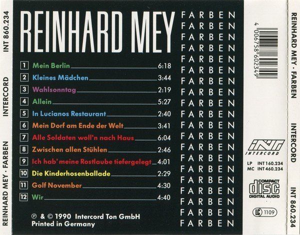 CD: CD Reinhard Mey - Farben (1990) – Usato da Möriken AG venduto da mineralia 1