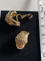 Modeschmuck, Ohrenclips mit Strass-Steinen, silbrig/goldig