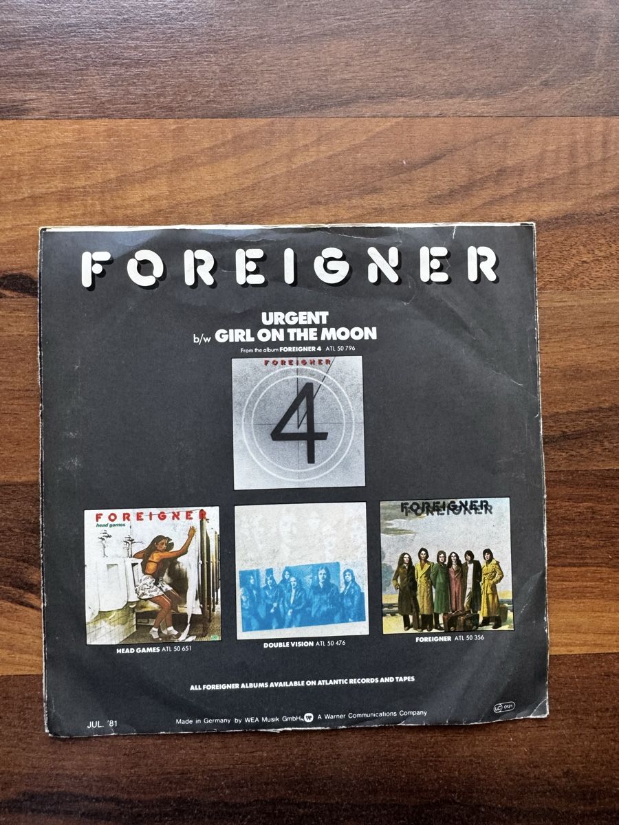 Schallplatten: Foreigner - Urgent - 7" Single - 80s – Gebraucht aus Rorbas von BlackstarRecords 1