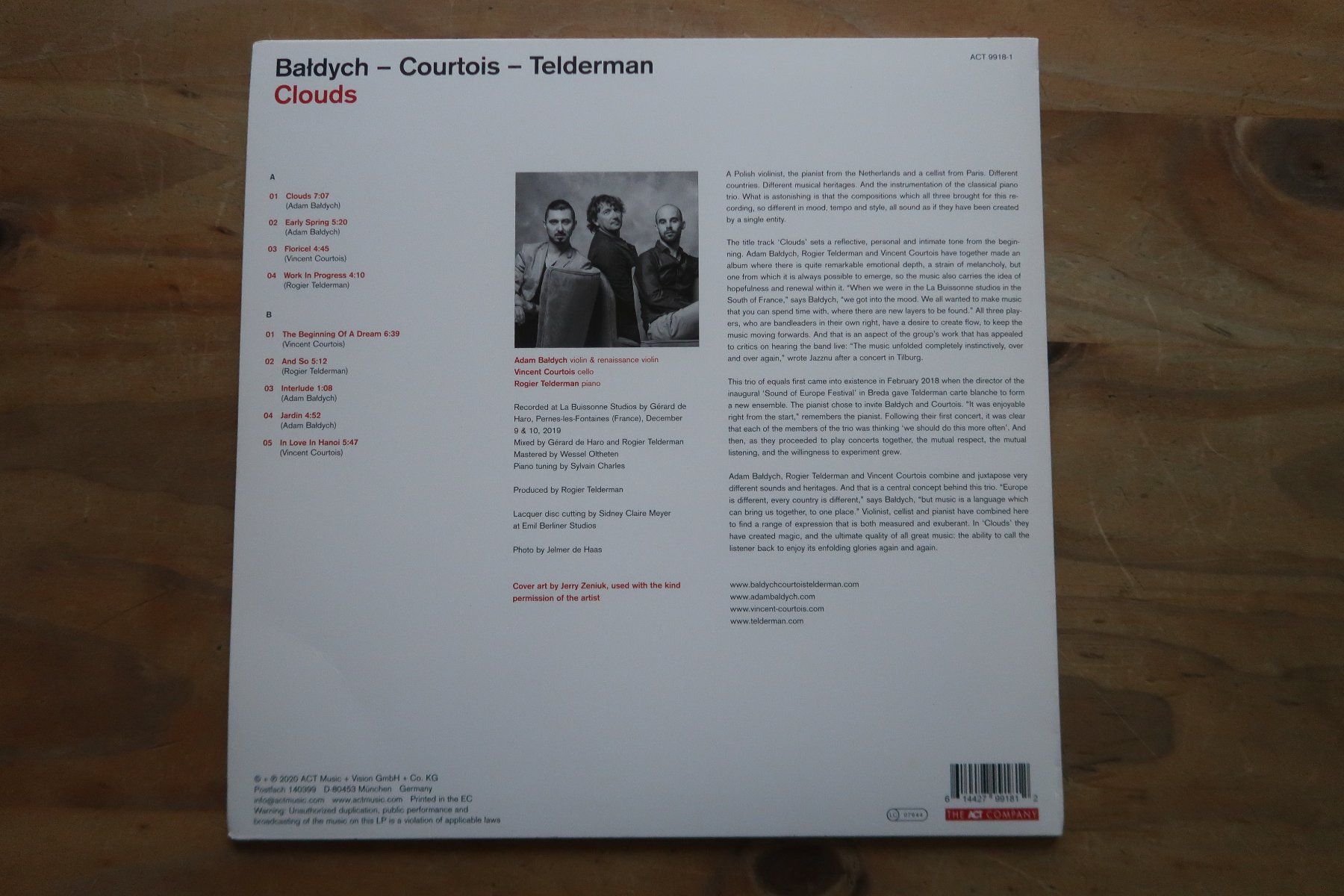Dischi in vinile: BALDYCH - COURTOIS - TELDERMAN - CLOUDS - 180gr VINYL LP – Usato da Basel venduto da Patiscat 1