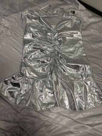 Sexy Negligé Figurbetont Stretch silbrig Gr S NEU