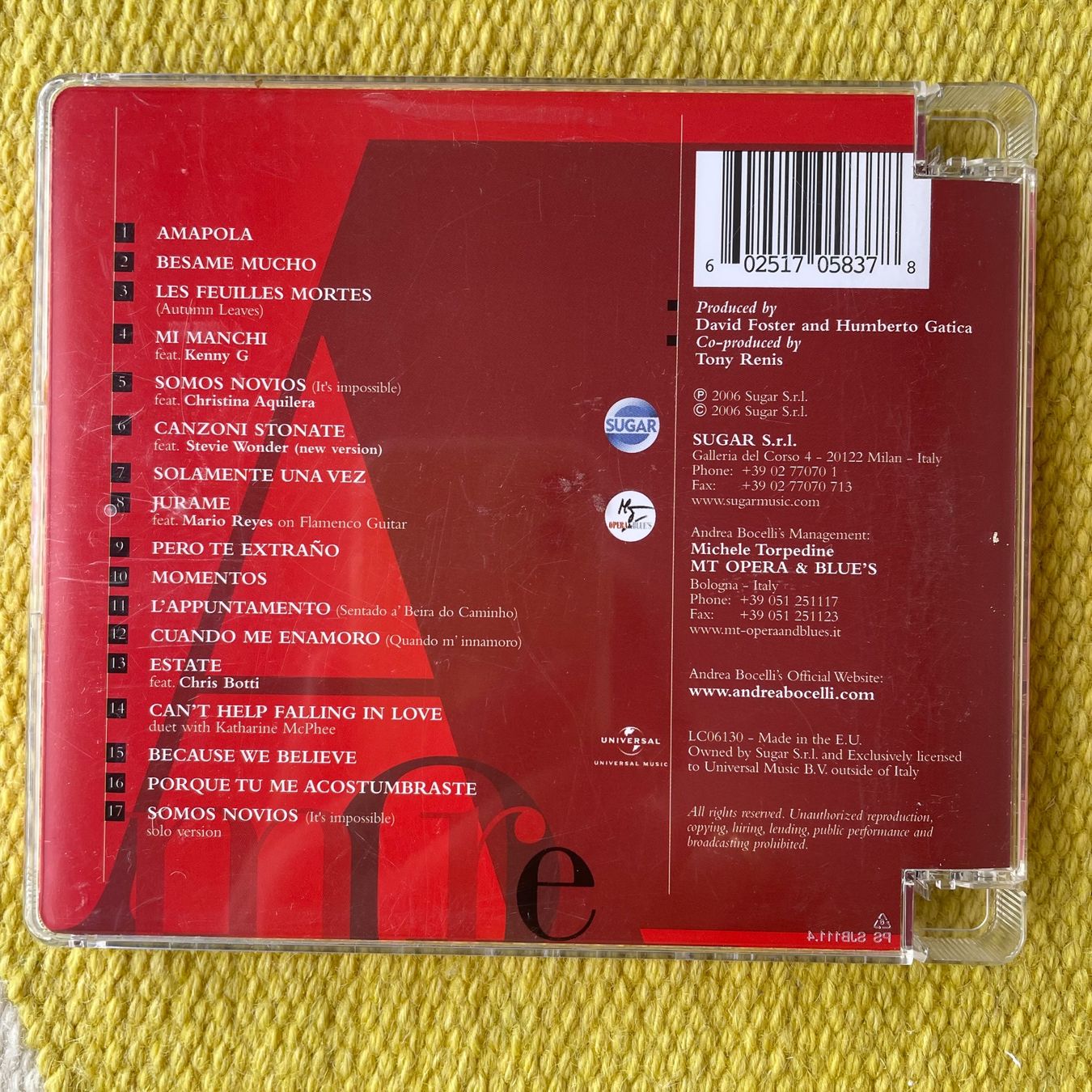 CDs: ANDREA BOCELLI-AMORE – D'occasion à Rorschacherberg par CD-Roli 1