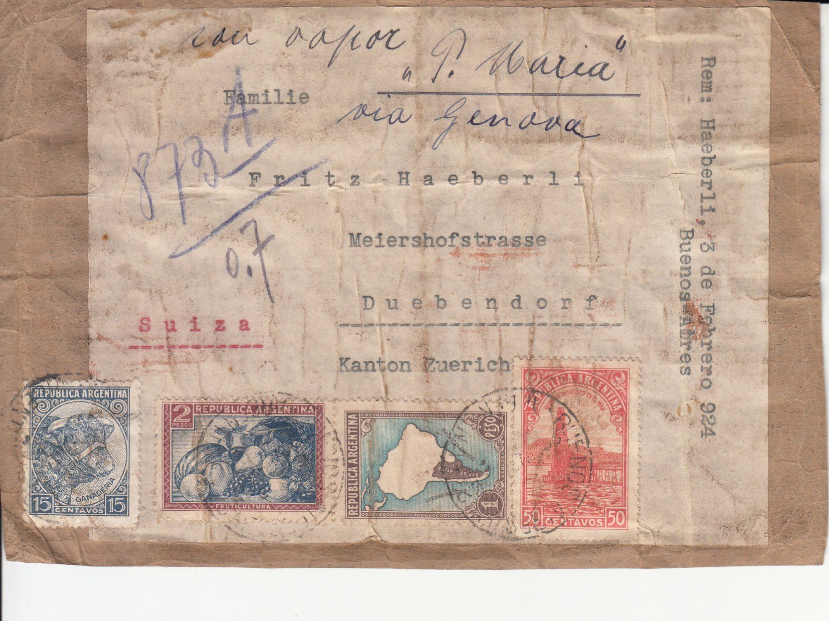 Alle Briefmarken: Argentinien - Schweiz 1945 - 1959, 15 Briefe – Gebraucht aus Bürglen TG von StampGraf 2