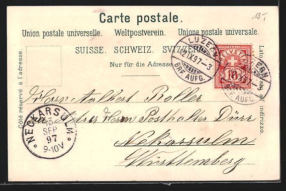 Cartoline postali: Litho Luzern, Löwendenkmal, Gütsch mit – Usato da Berlin venduto da bartko-reher 1