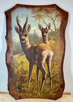 Marcel Moser – Rehbock und Ricke im Herbstwald (117 × 77 cm)