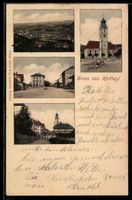 AK Huttwil, Kirche, Straßenpartie im Ort