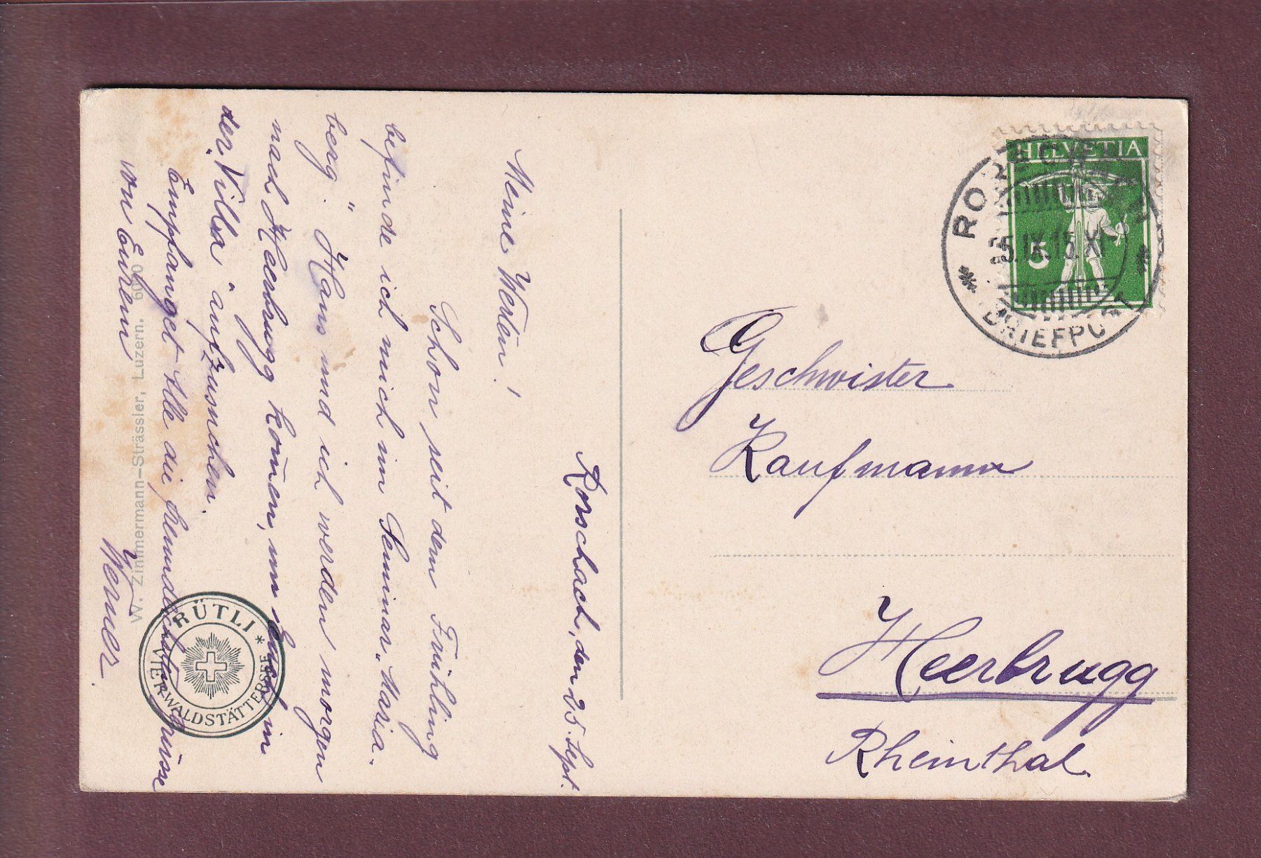Ansichtskarten: Das RÜTLI - 1915 – Gebraucht aus Pully von nicecards 1