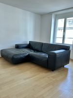 Schwarzes Leder Ecksofa 🛋️ 220 cm mit Longchair