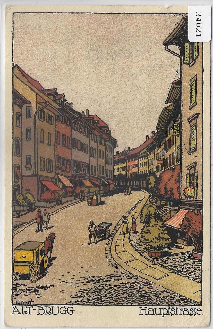 Cartoline postali: Alt-Brugg - Hauptgasse - Litho Ernst – Difettoso da Ettingen venduto da Kartenplanet