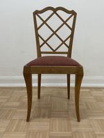 Eleganter Holz Stuhl antik Eiche massiv Holzstuhl gepolstert