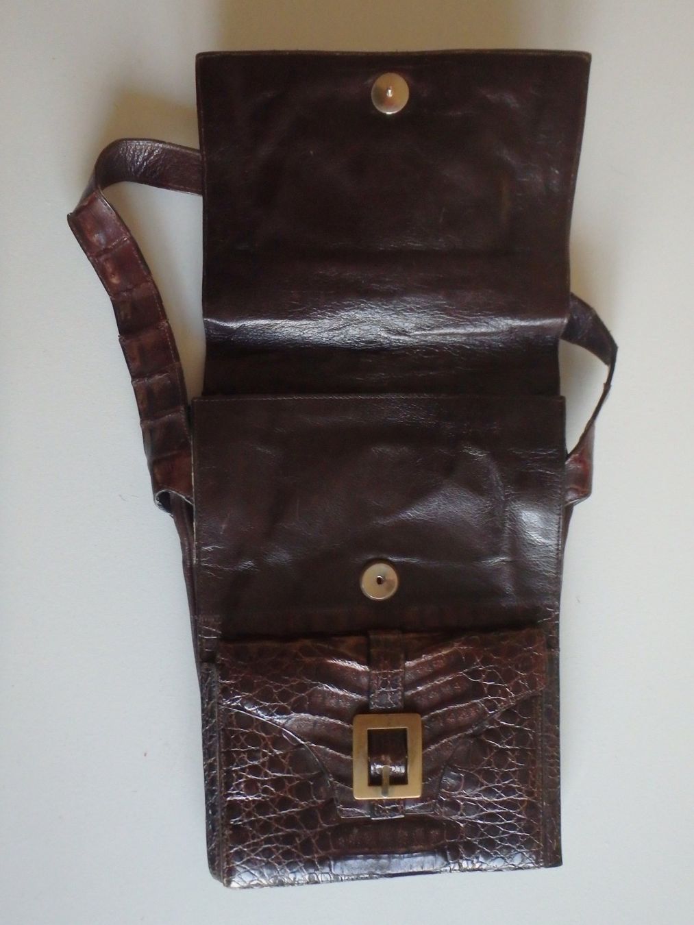 Borse: Vintage echt Kroko Herren oder Damen Tasche mit Doppelfach – Usato da Schöfflisdorf venduto da pullux 6
