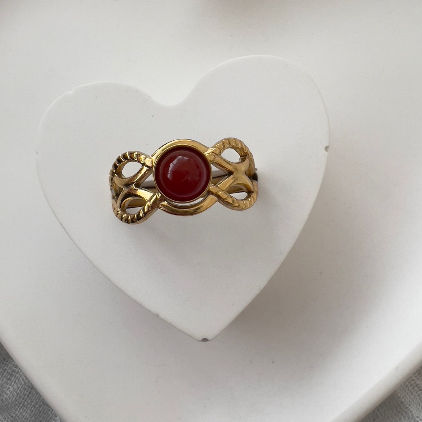Anelli: Bague plaquée or avec cornaline – Nuovo (secondo la descrizione) da Pully venduto da sunaddict 1
