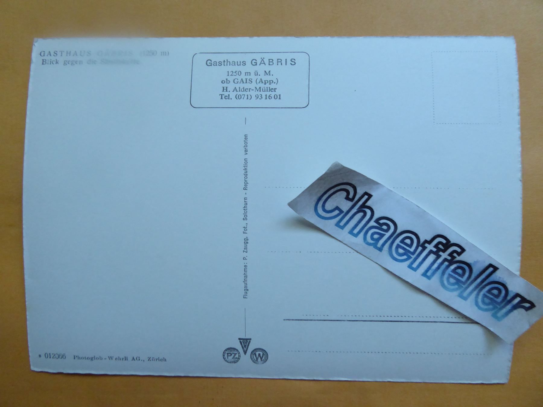 Cartoline postali: Gasthaus Gäbris, Blick gegen Säntiskette – Nuovo (secondo la descrizione) da Zürich venduto da Chaeffeler 1