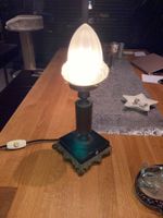 Jugendstil Tischlampe Marmorsockel Messing Fuss beschädigt
