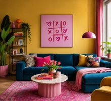 Bild Tic Tac Toe Rosa mit Herzen 50x50 neu