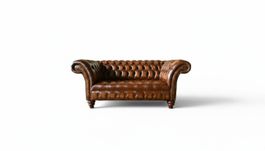 Design Chesterfield Sofa 2 Sitzer Braun Couch Polster Sofas