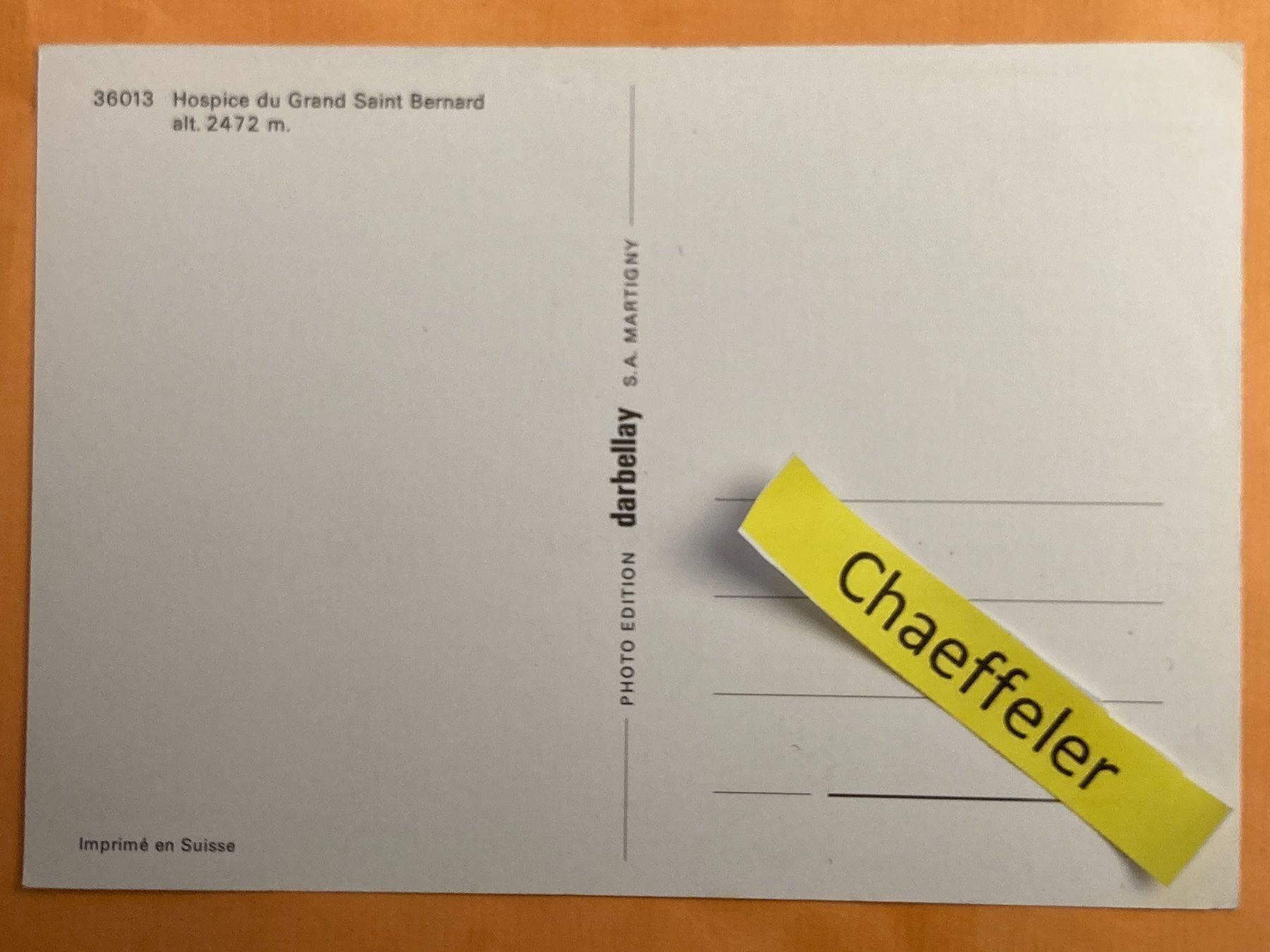 Cartes postales: Hospice du Grand Saint Bernard – D'occasion à Zürich par Chaeffeler 1