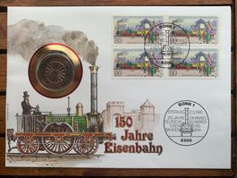 Numisbrief 1985 - 150 Jahre Eisenbahn + 5 DM 1985