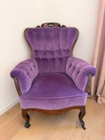 Sessel aus späten 19. Jahrhundert mit Samtbezug violett