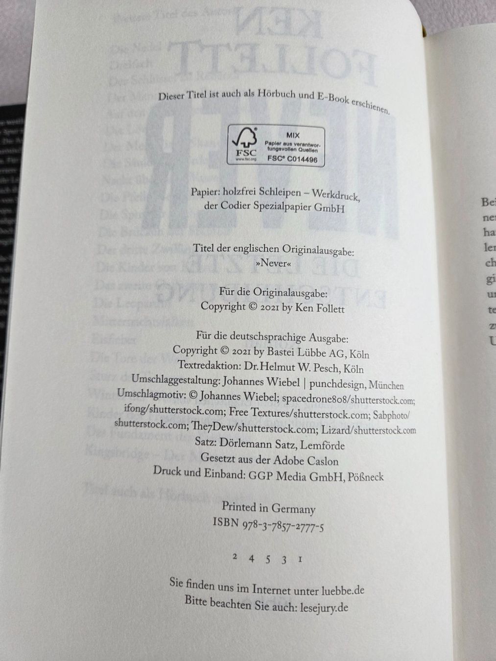 Libri: Ken Follett - Never - Die letzte Entscheidung – Usato da Bergdietikon venduto da Tanne_10 3