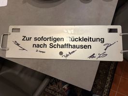 SBB Zuglaufschild Schaffhausen Zürich signiert Metall