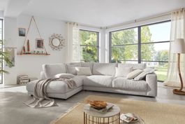 Ecksofa High End in Cord light grey Links