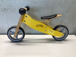 Laufrad für Kinder aus Holz gelb schwarz- Wiitergäh