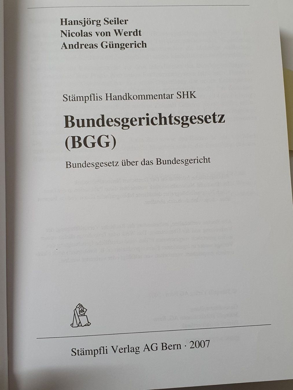 Libri: Handkommentar Bundesgerichtsgesetz BGG – Usato da Oberdorf BL venduto da BaldenEagle 2