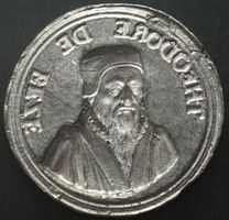 THEODORE DE BEZE Medaille ca.1605, Negativabdruck der VS
