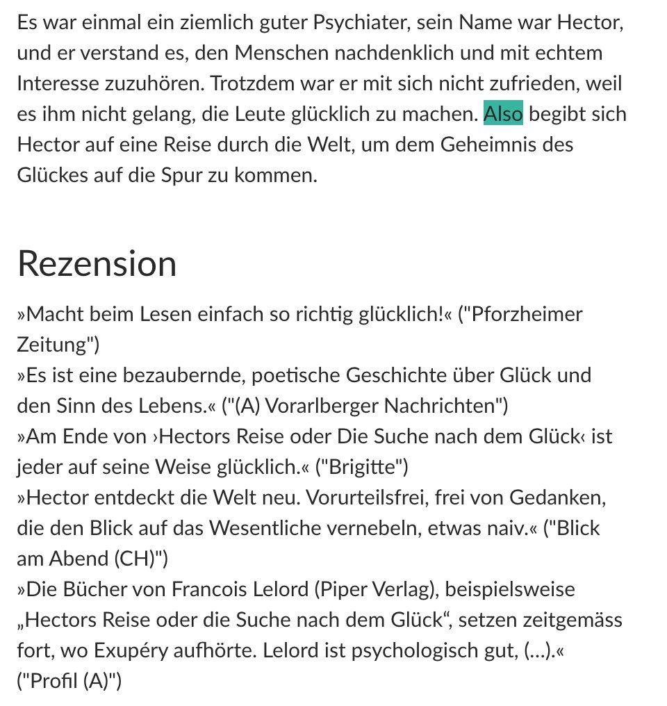 Libri: Hectors Reise oder die Suche nach dem Glück – Usato da Frauenfeld venduto da SCHATZtruhe_369 1
