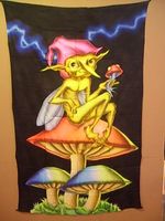 Airbrush Baumwoll-Dekotuch 110x190cm, Spitzohr-Gnömli