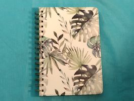 Notizbuch, Tagebuch, beringt, tropische Pflanzen