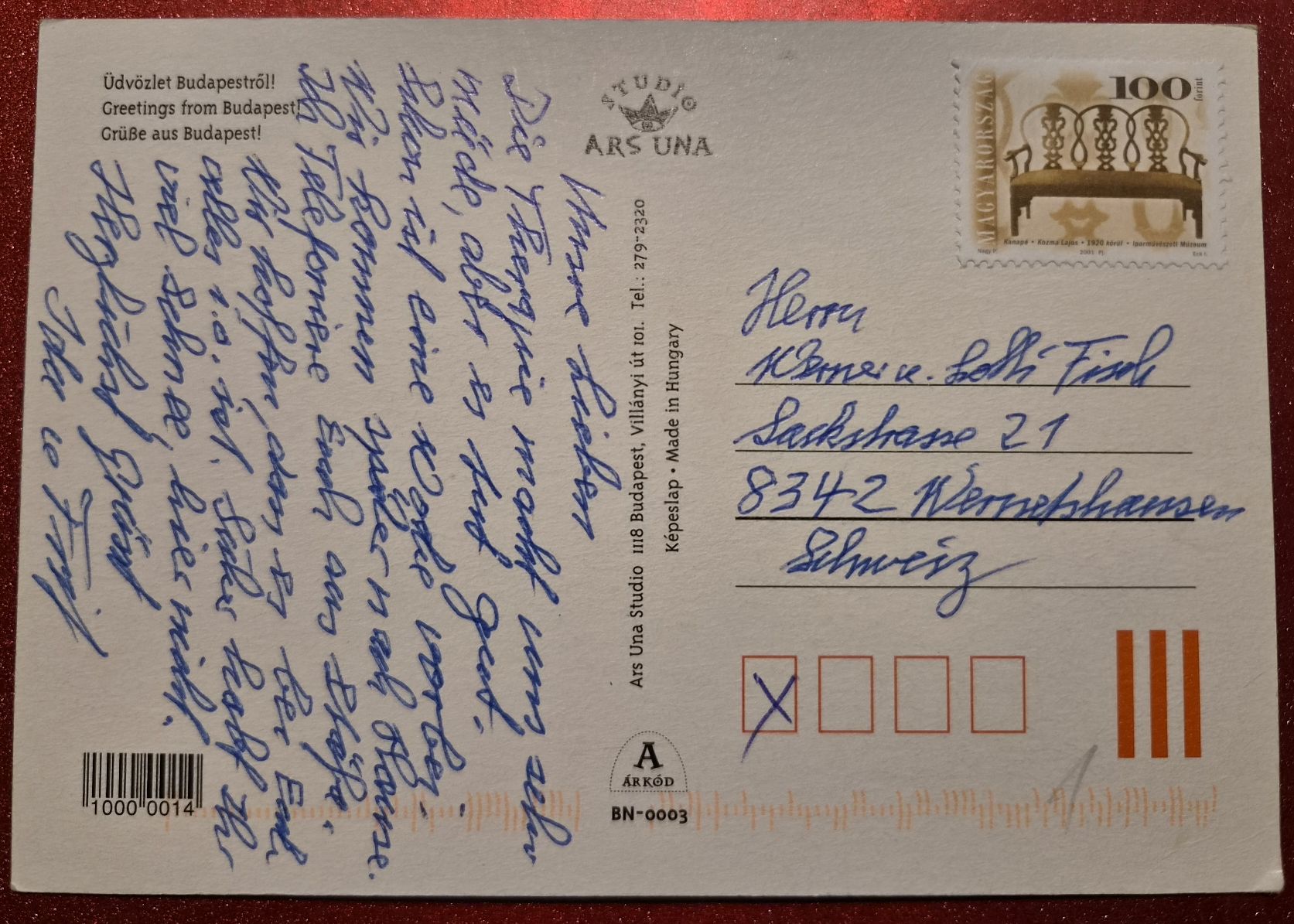 Ansichtskarten: Budapest 2001 – Gebraucht aus Melchnau von Arthurius 1