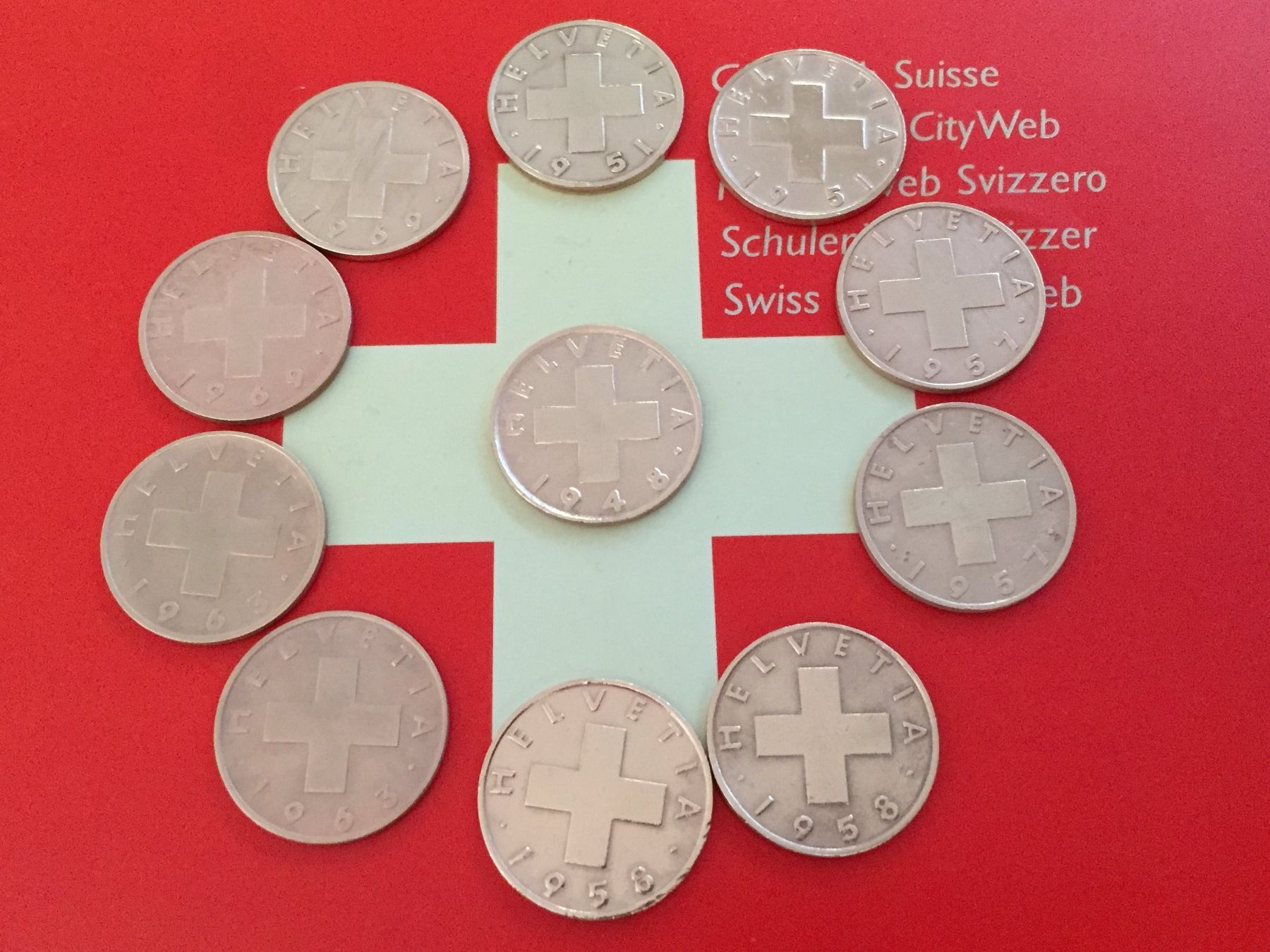 Alle Münzen: 2 Rappen - LOT 1948 -1969, 11 Stk. – Gebraucht aus Elsau von herbybay