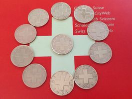 2 Rappen - LOT 1948 -1969, 11 Stk.