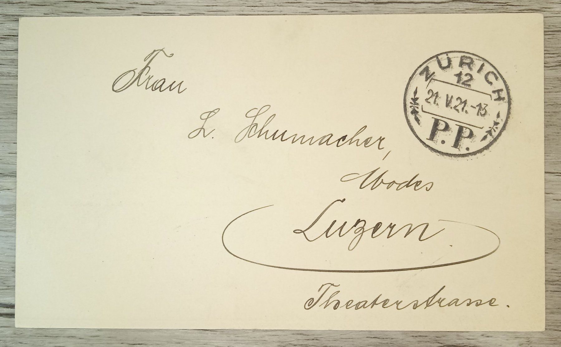 Tous les timbres: TR59 Carte Postale Suisse 1921 PP – D'occasion à Cousset par Patrick_Collections 1