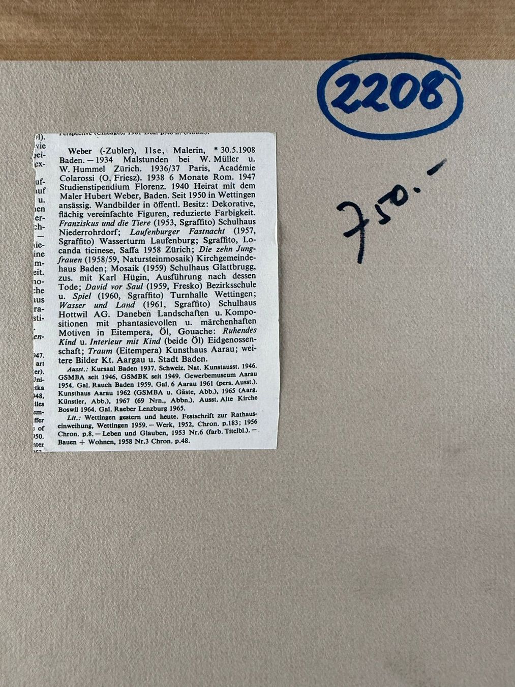 Grafiken & Lithographien: Ilse Weber (1908–1984) Lithographie Handsigniert – Gebraucht aus Schaffhausen von  4