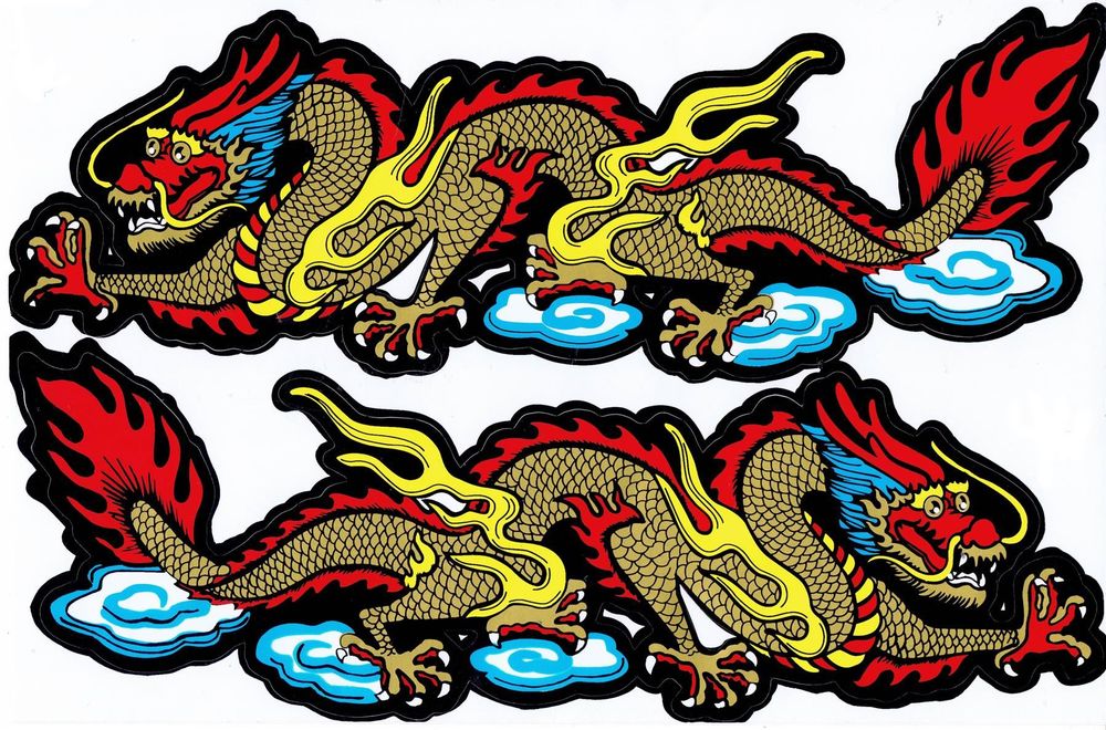 Drache gold Drachen Motorrad Auto Moto Aufkleber Sticker 496 | Kaufen ...