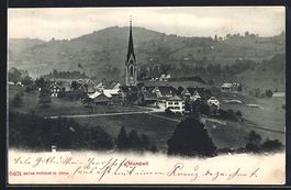 AK Hundwil, Ortsansicht mit Kirche, 1908