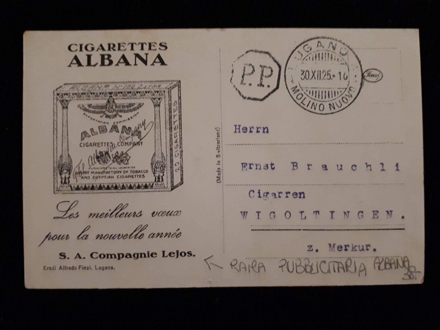 Cartoline postali: LUGANO PARADISO 1925 - TIMBRO PP – Usato da Ponto Valentino venduto da giorgia06 1