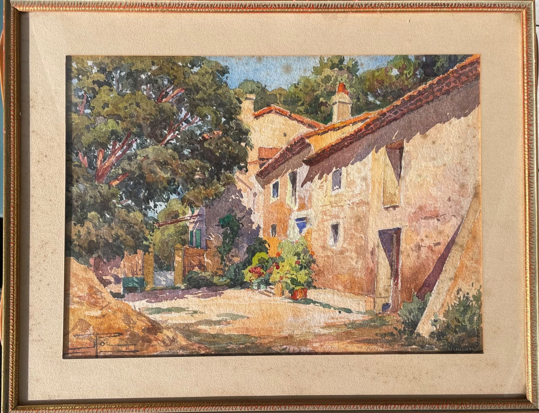 Dipinti: Aquarelle mas de Provence sign. Illisible – Usato da Biel/Bienne venduto da Galaq 2