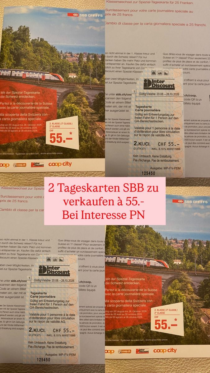 Tickets: Tageskarte SBB – Neu und originalverpackt aus Bischofszell von Discodisco