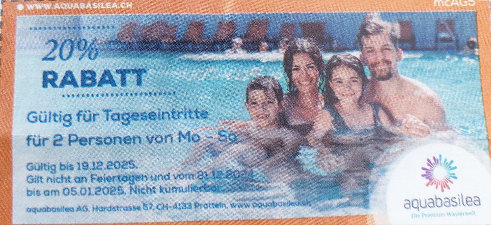 20% Rabatt Aquabasilea 2 Personen (Neu (gemäss Beschreibung)) in ...