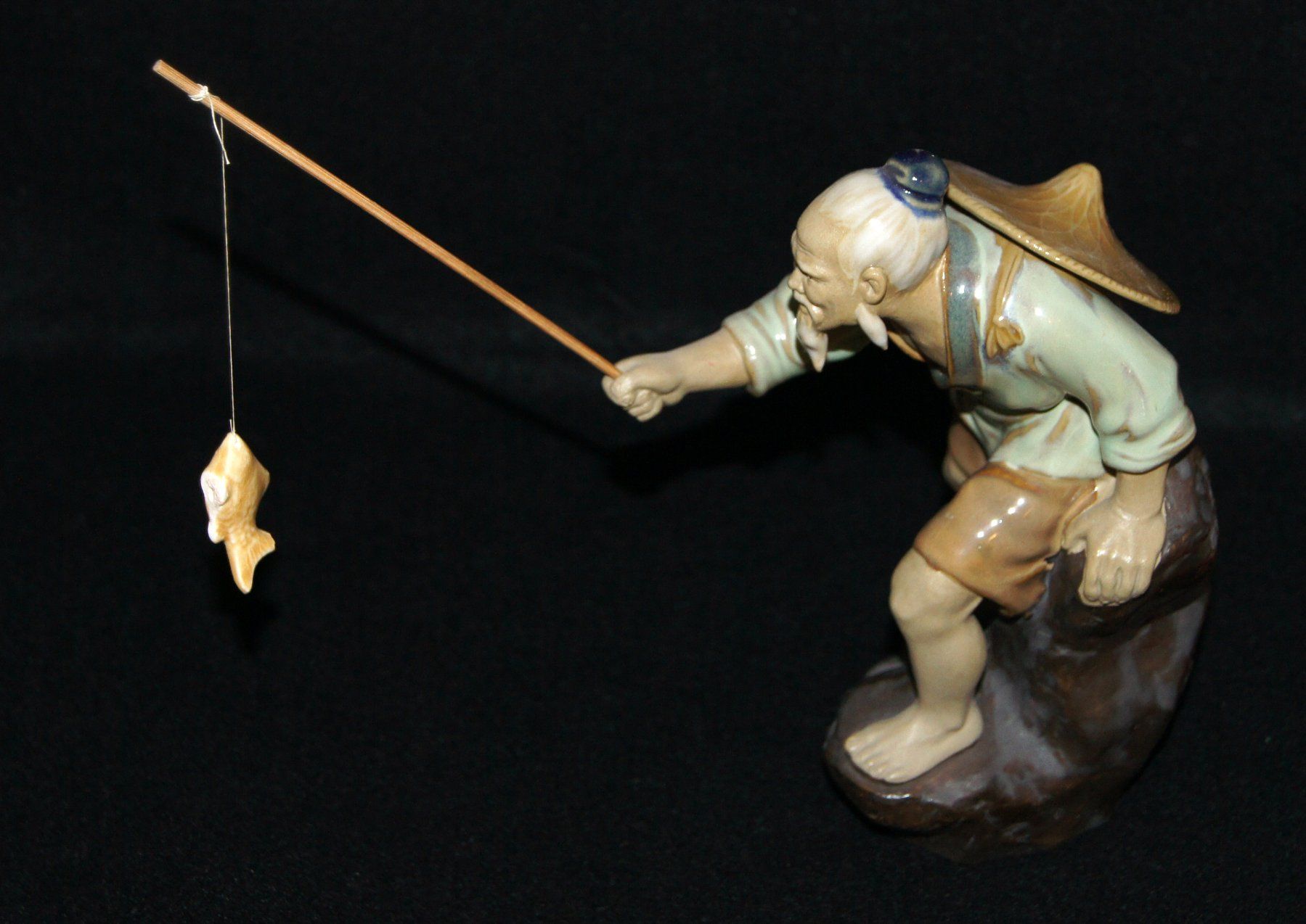 Statuette: Fayence-Figur eines chinesischen Fischers – Usato da Geroldswil venduto da ARTEFACTO 1
