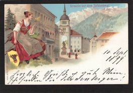 #Urnerin vor dem Telldenkmal , gel. 1899