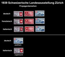 1939 Landi Zürich, Serien in 3 Landessprachen + Einzel **/*