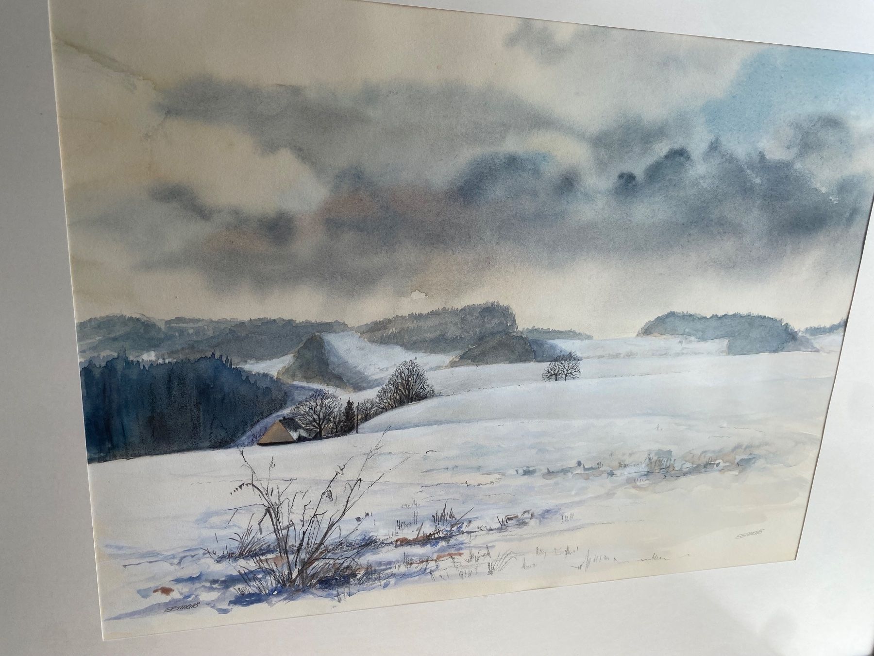 Dipinti: Aquarell Winterlandschaft / Schneelandschaft / Lueg Burgdorf – Usato da Burgdorf venduto da gre_2ftz 1